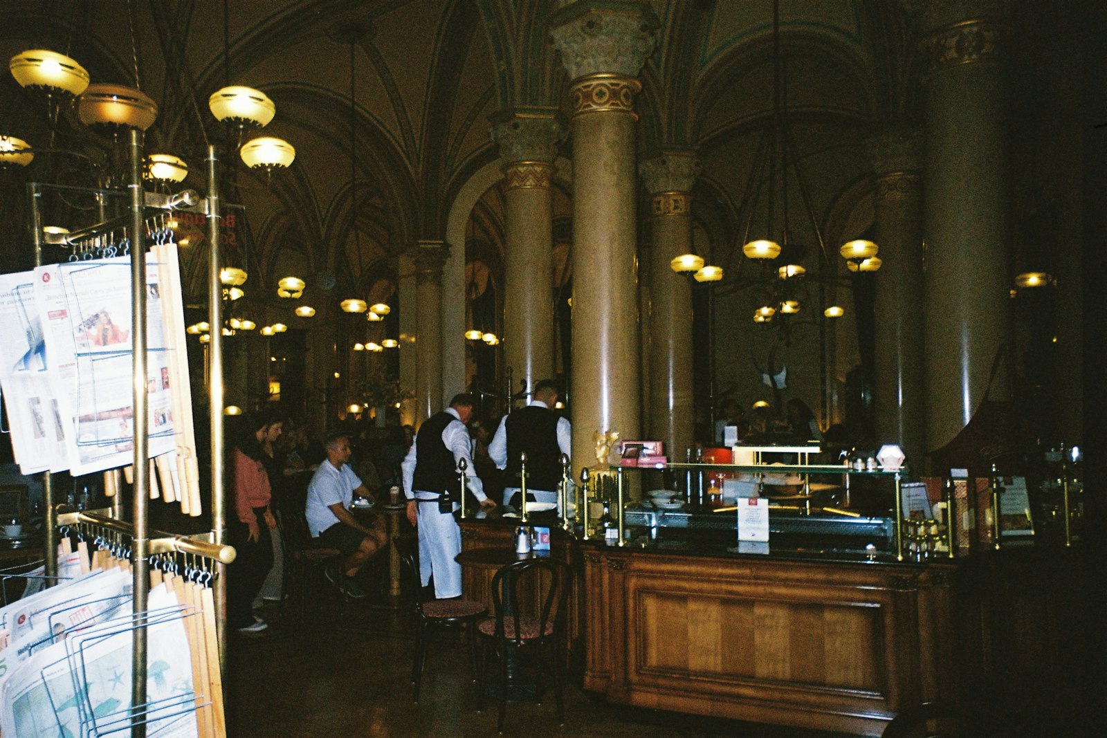 The vaulted arches and marble columns of Vienna's grand Café Central