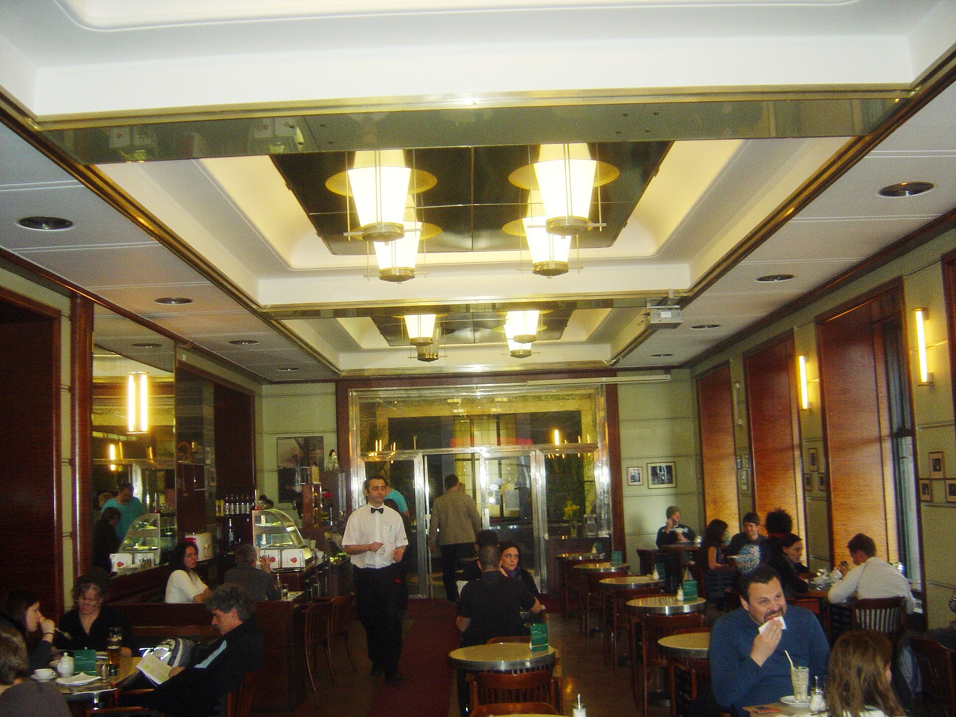 The elegant Art Deco interior of Café Slavia in Prague