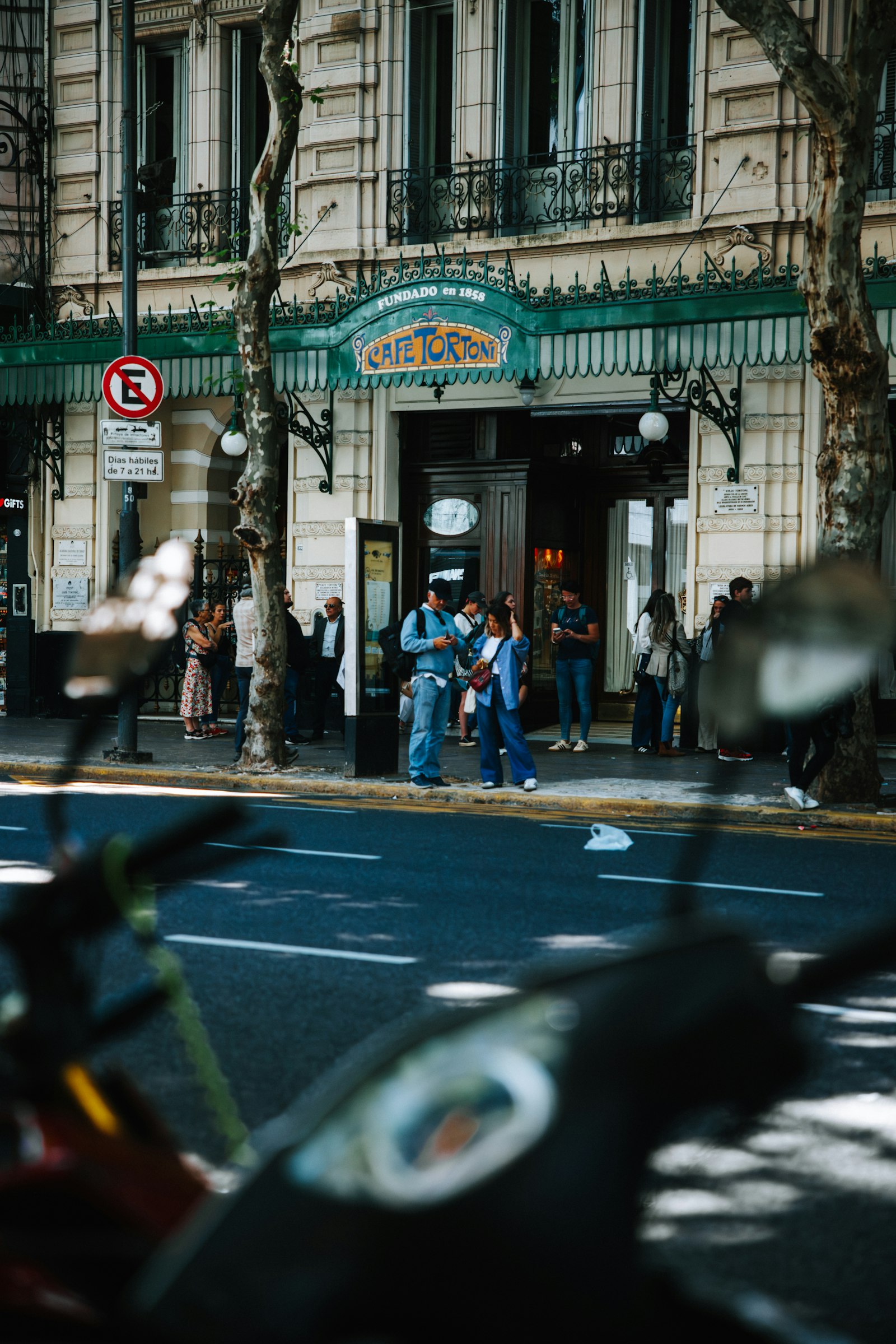 The historic façade of Café Tortoni in Buenos Aires