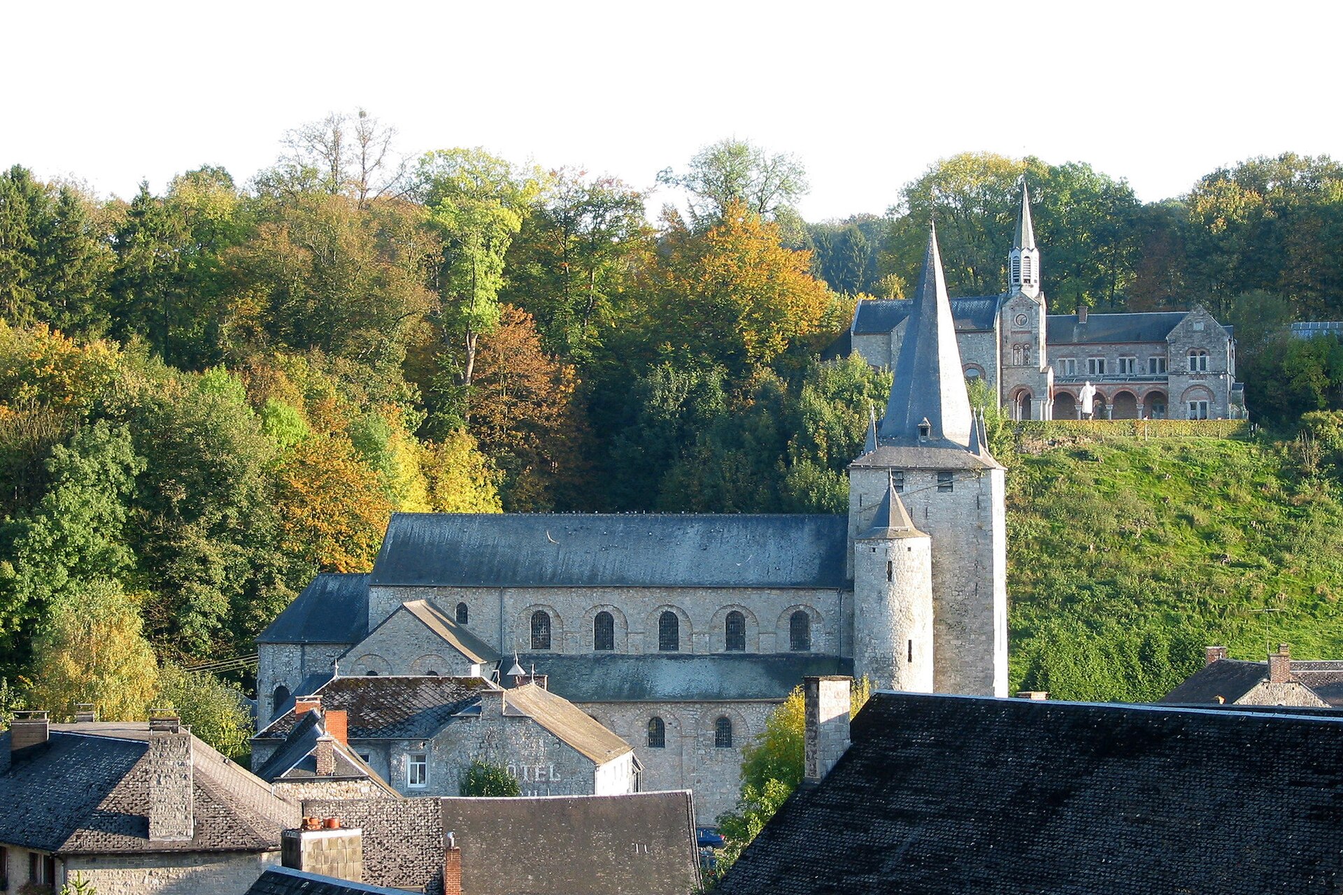 The grey-stone houses of the village of Celles in Wallonia