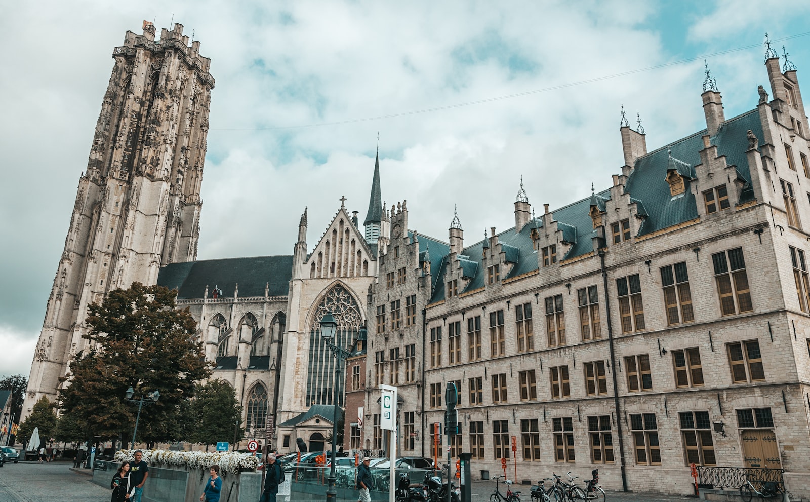 St Rumbold's tower rising above the rooftops of Mechelen